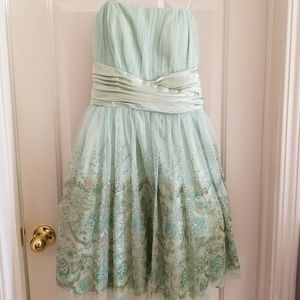 Seafoam Green Strapless Party Dress